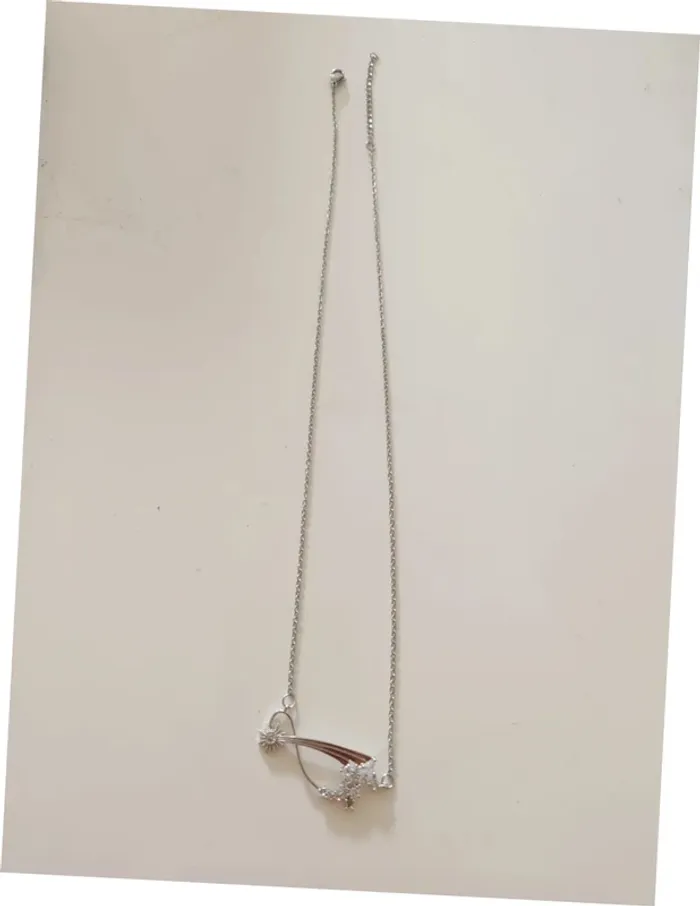 Collier argenté étoile & soleil 🌞 Élégant, brillant, bijou femme tendance - photo numéro 2