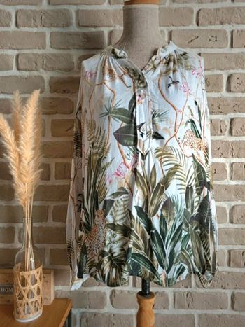 Blouse blanche imprimé végétal H&M chemise S 36