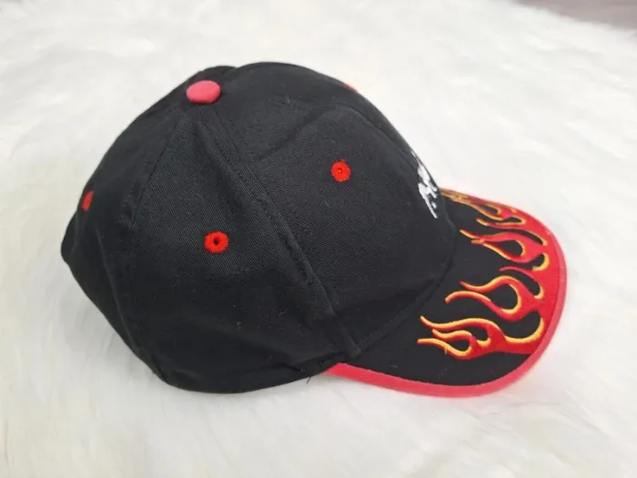 Casquette Harvard Square noire & rouge – Motif flammes – Vintage brodé (565) - photo numéro 5