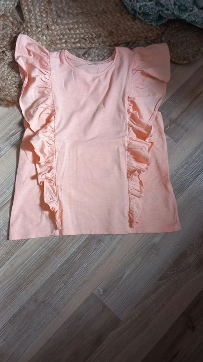 Tee shirt abricot à volants vertbaudet 10 ans