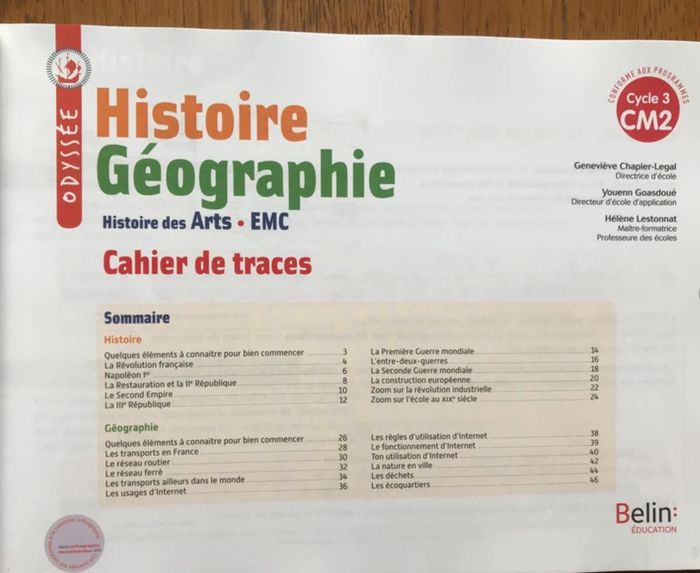 Odyssée - Histoire Géographie CM2 - Cahier de traces avec autocollants - photo numéro 2