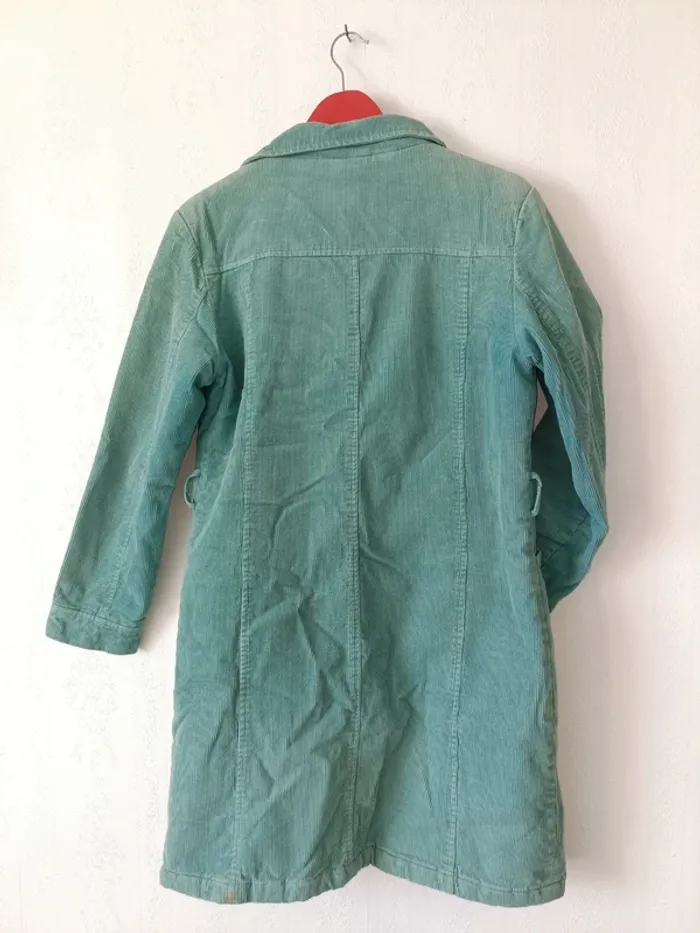 Veste manteau vintage côtelé bleue turquoise - photo numéro 4