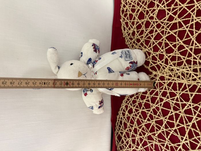 Doudou lapin blanc vichy bleu poule pigeon TARTINE ET CHOCOLAT voir photos yeux 110 - photo numéro 3