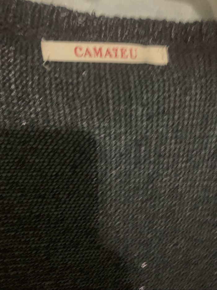 Veste longue Camaïeu taille 42-44 grise tres bon état motif brillant manches 3/4 - photo numéro 4