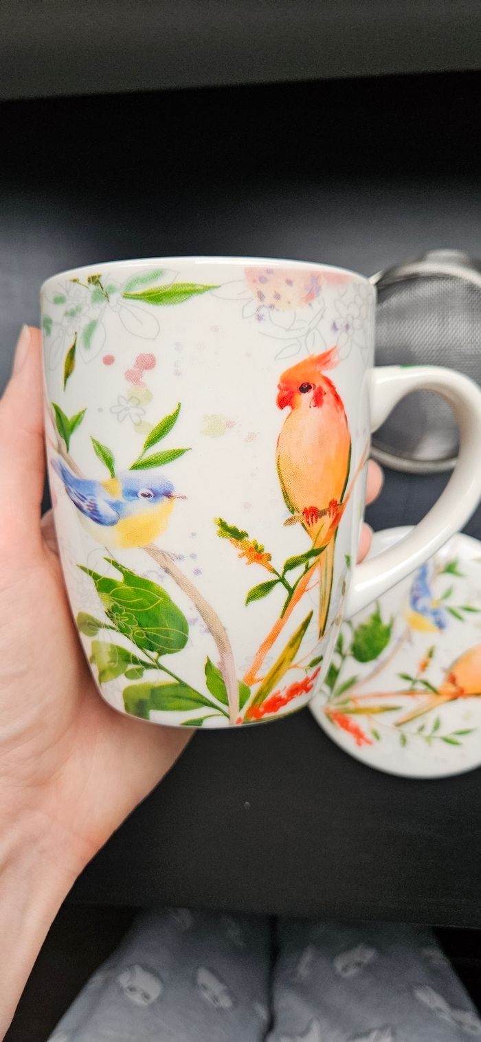 Tasse à thé avec passoire en métal et Couvercle en Porcelaine 320 mL - Trend'up - photo numéro 6