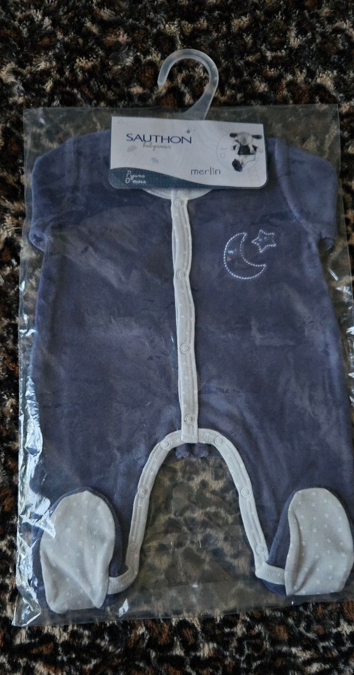 Pyjama velours bleu Sauthon