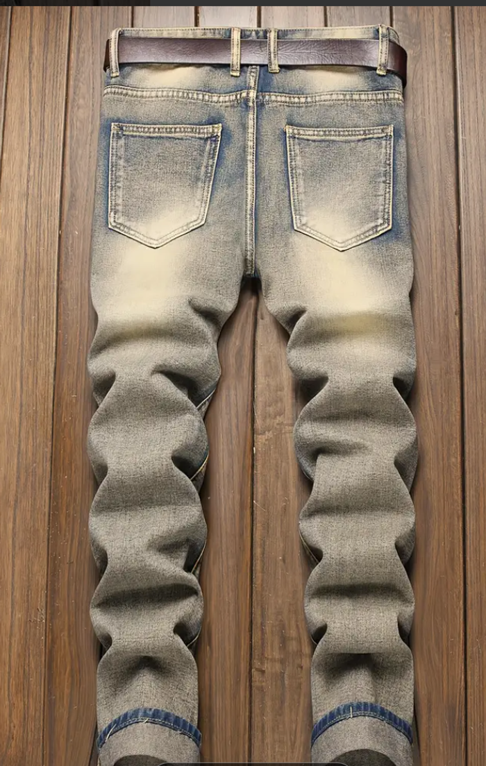 Neuf Pantalon skinny stretch pour homme Aspect Vintage lavé Taille 38 - photo numéro 2