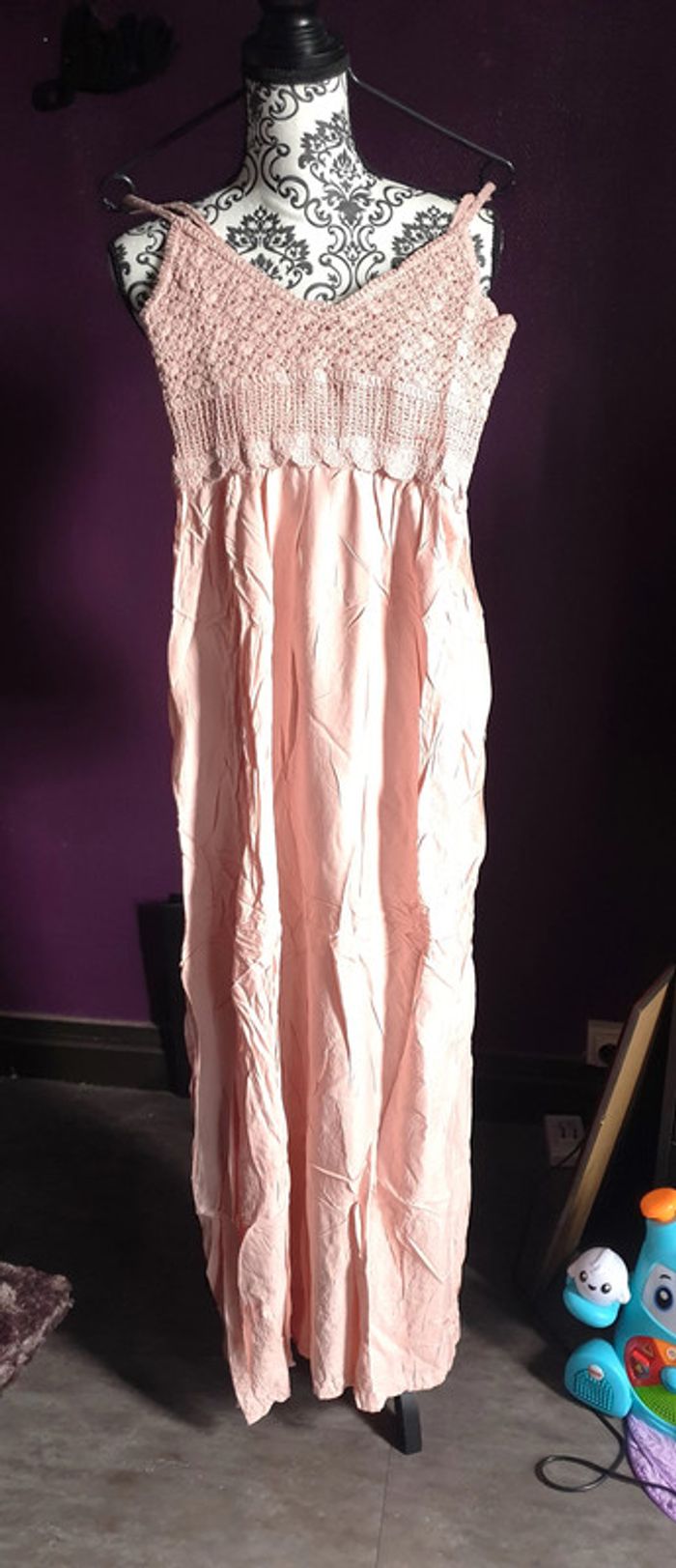 Robe longue rose