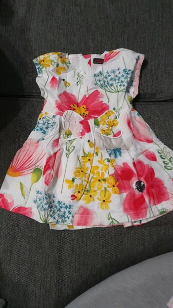 Robe blanche manche courte fleurie 18 mois catimini