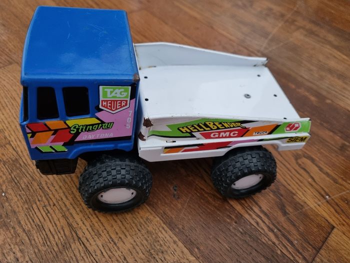 ancien camion en métal bleu et blanc Heuer Hellbenger vintage - photo numéro 3
