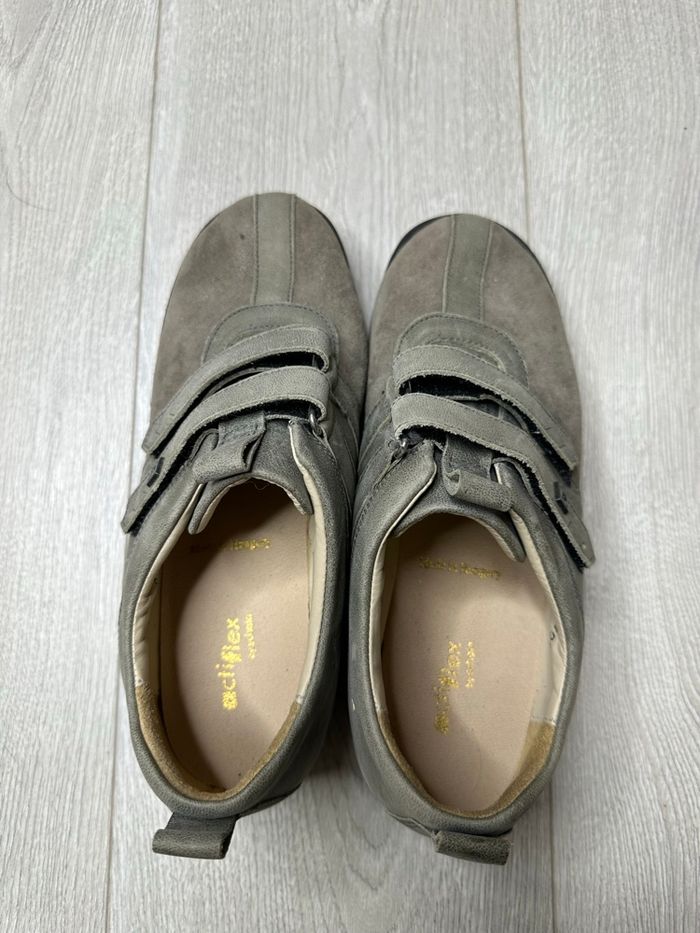 chaussures a scratch Actiflex confort ++ 38/ (taille 5) daim gris taupe - photo numéro 7