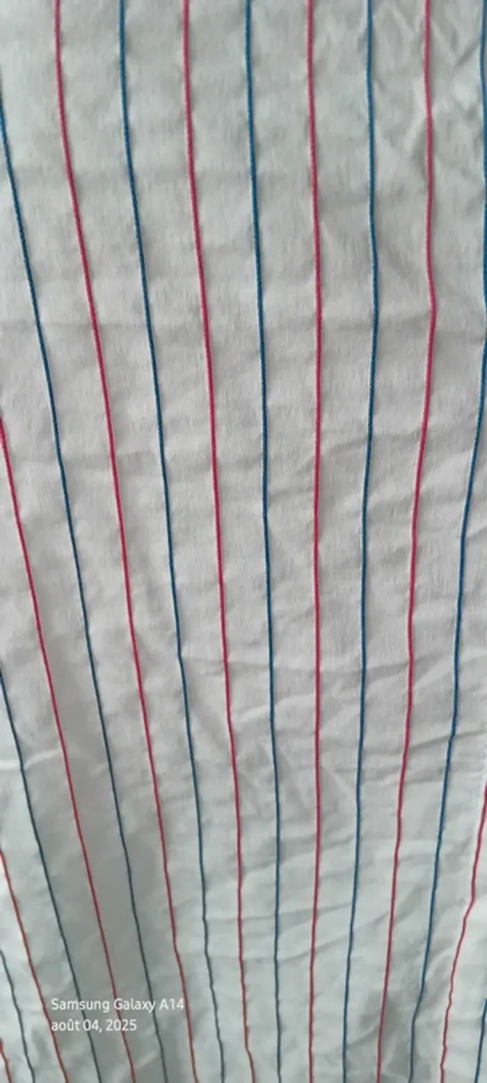 Chemise longue manches longues avec rayures bleu blanc rouge blanche femme 44 phildar - photo numéro 7