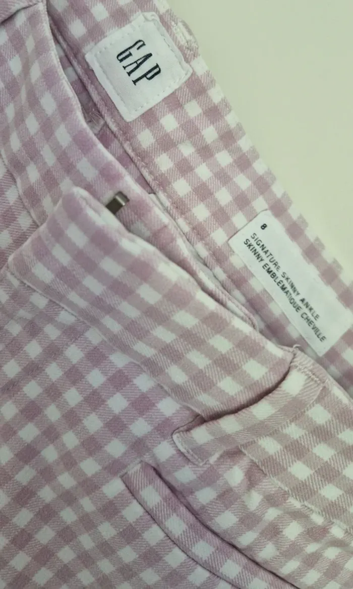 Pantalon blanc rose Vichy - photo numéro 5