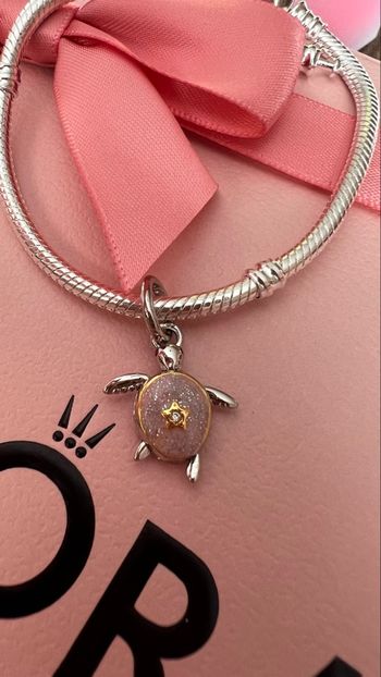 Tortue de mer rose et argenté 