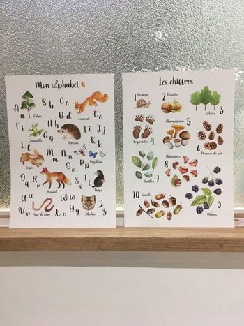 2 Affiches alphabet et chiffres Les animaux de la forêt 