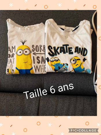 T shirt manche longue les minions taille 6 ans