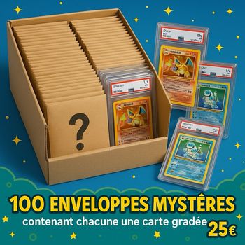 Cartes Pokémon gradées mystères - Édition limitée à 100 cartes gradées