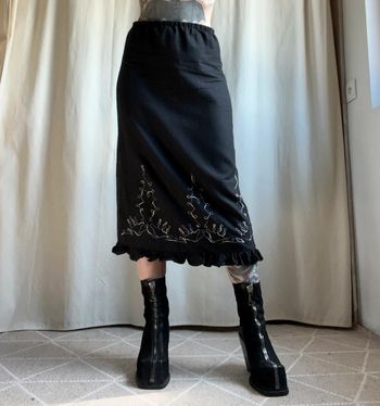 Jupe longue broderies WhimsiGoth Witchy vintage 90s Goth - Taille M/L