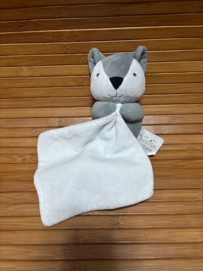 Doudou renard gris blanc mouchoir mes petits cailloux - photo numéro 2
