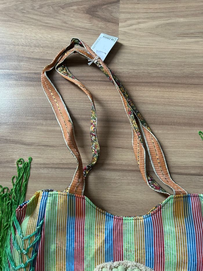 Sac à main vert à rayures Neuf Flora - photo numéro 4