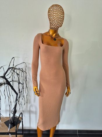Robe Longue Manches Longues Femme Taupe Taille S/36