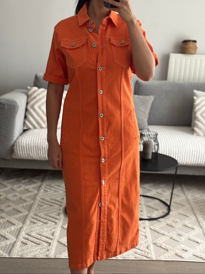 Robe en jean orange ICHI - photo numéro 3