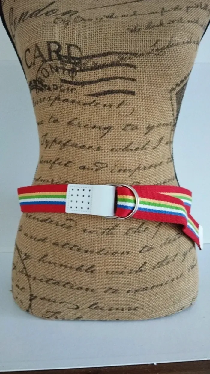 Ceinture bandes rouge bleu blanc vert jaune mixte - photo numéro 2