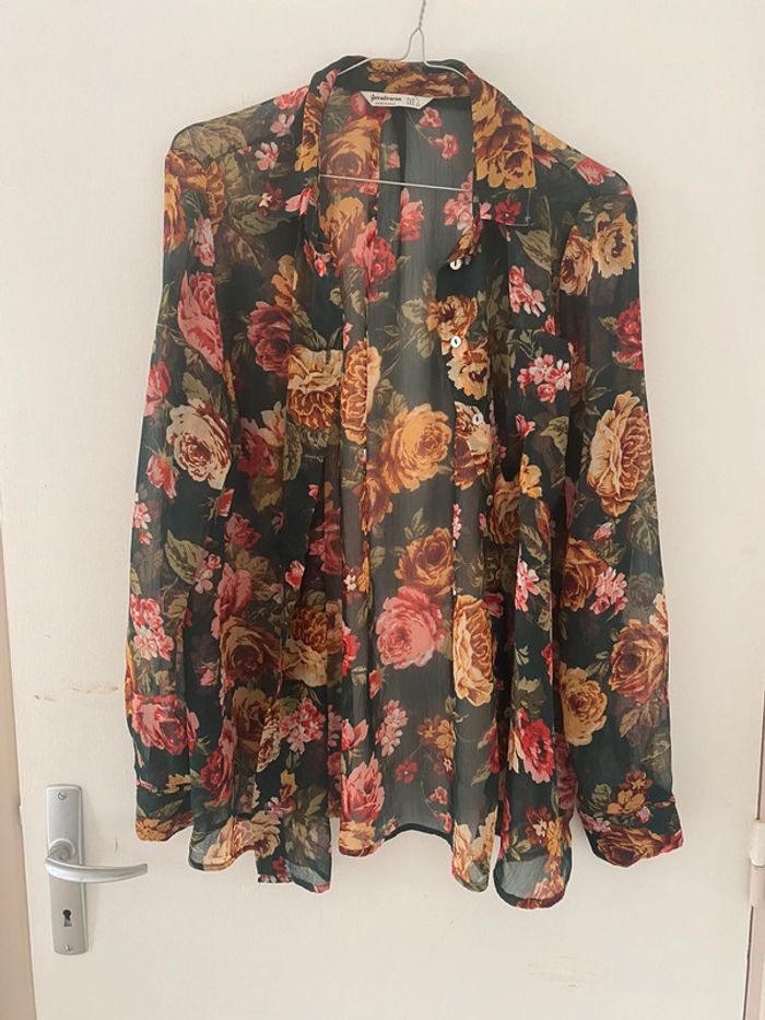 Chemise transparente à fleur taille 40 Stradivarius - photo numéro 2
