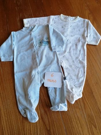 Lot pyjamas chauds velours 6 mois
