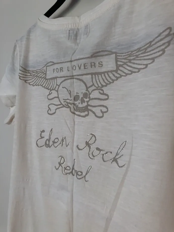 T-shirt crème tête de mort Eden Rock Rebel taille M - photo numéro 6