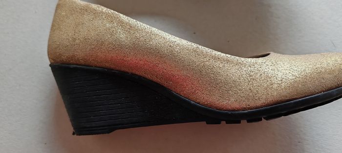 Chaussures compensées dorées femme cuir - photo numéro 5