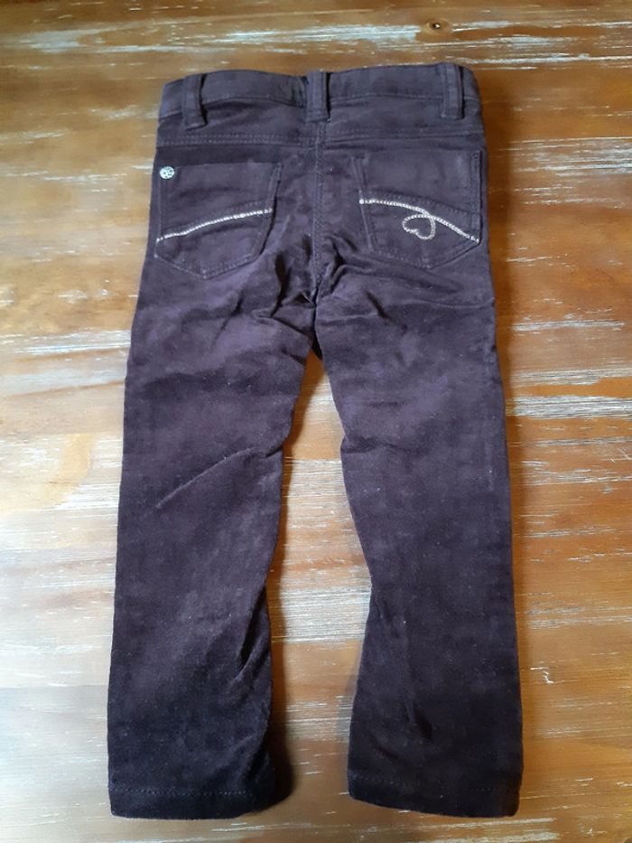 Slim pantalon bébé fille 2 ans Lisa rose skinny velours violet neuf - photo numéro 2