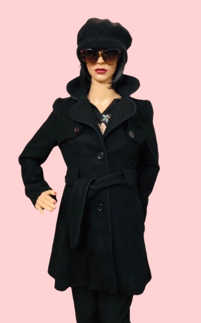 🖤Manteau noir laine vintage 2000 Y2K black wool trench coat🖤 - photo numéro 3