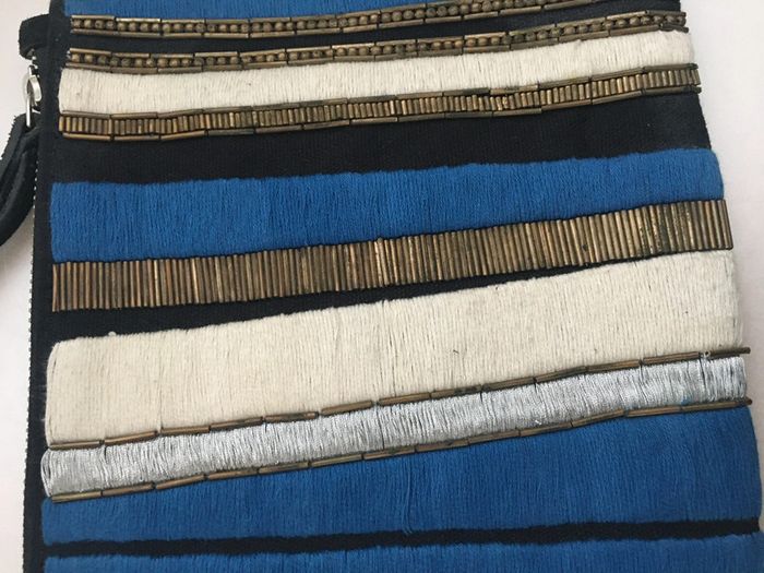 Pochette en cuir doré bleu beige Zign - photo numéro 2