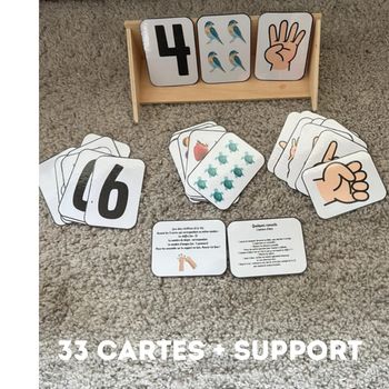 Cartes quantifier - numération + support en bois