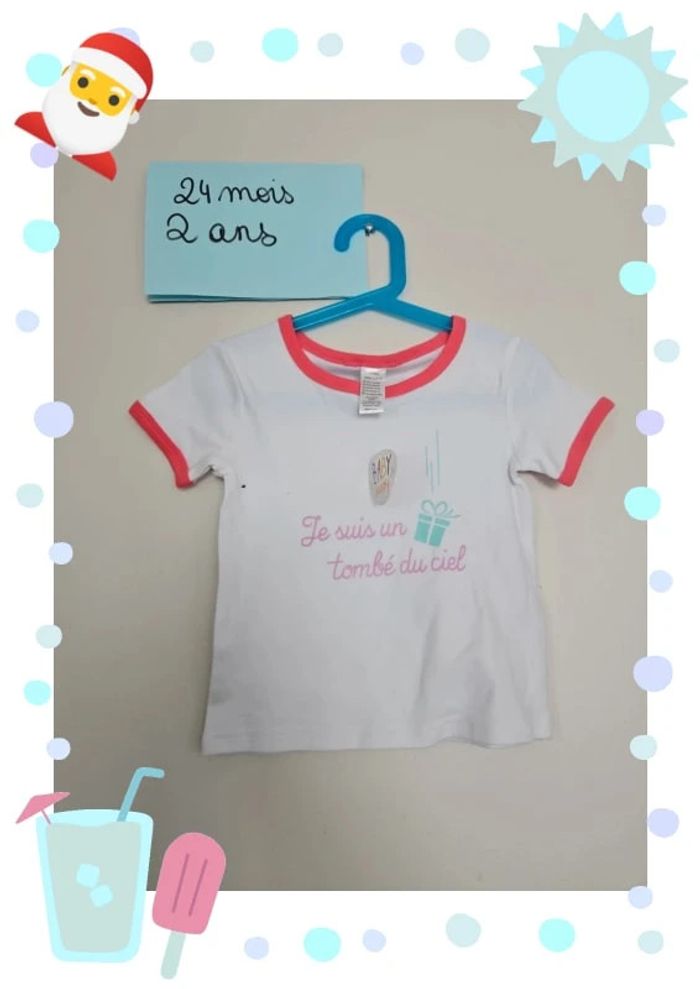 tee shirt fille 24 blanc et rose humour neuf avec etiquette, tee shirt cadeau