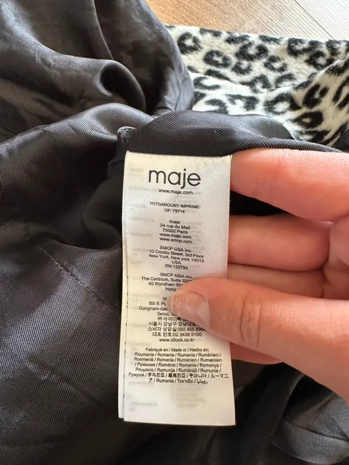 Manteau Maje motifs léopard taille 36 noir et beige - photo numéro 6