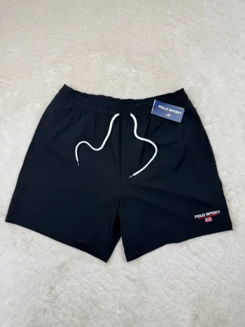 Short de Bain Ralph Lauren Sport Noir Uni Neuf Taille M
