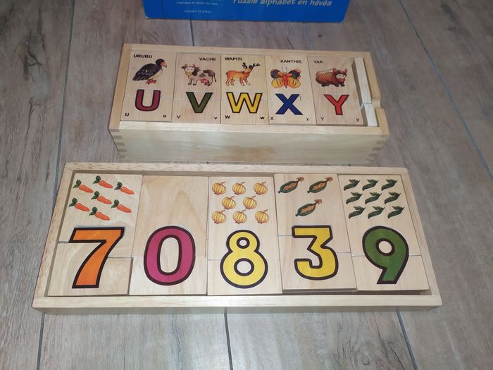 2 puzzles en bois l'alphabet et les chiffres - photo numéro 5