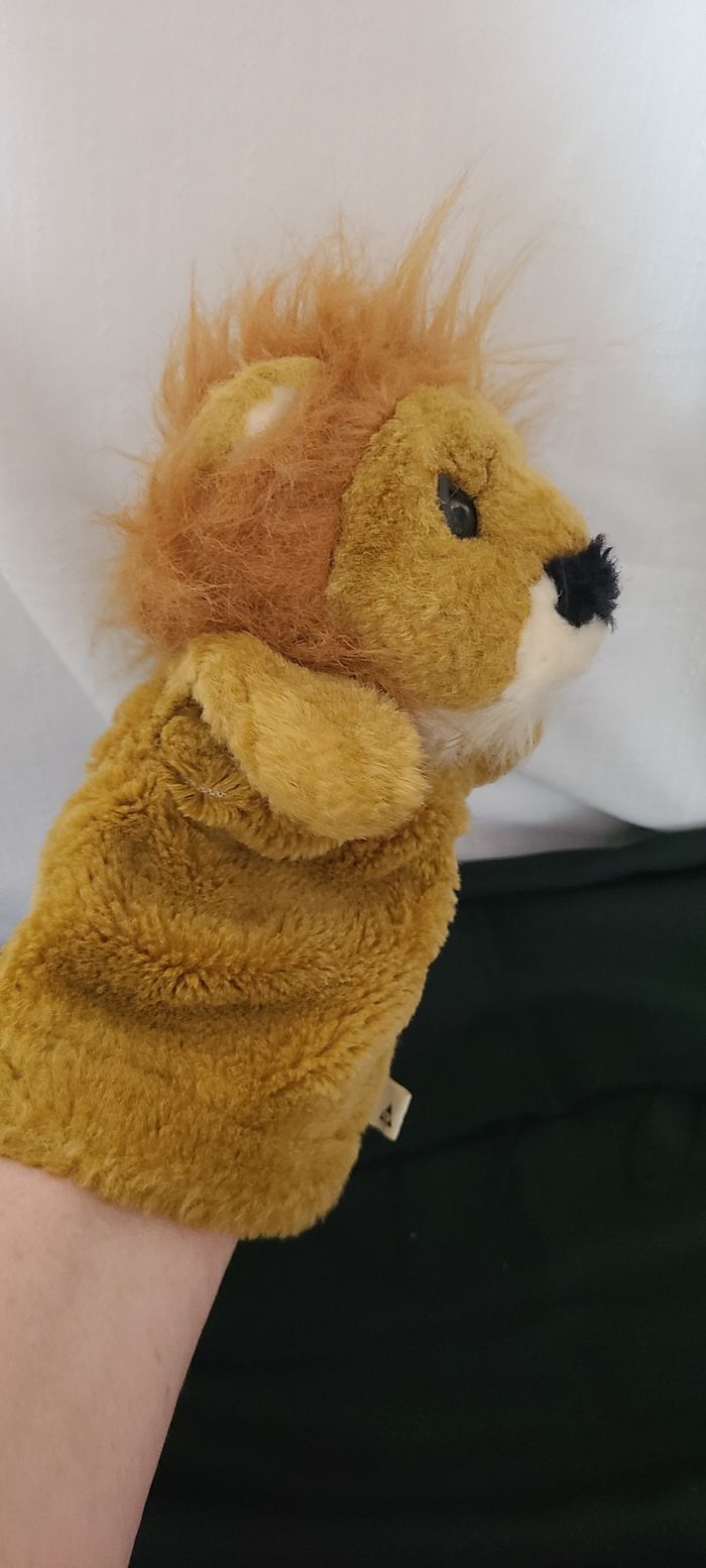 LION DOUDOU CP MARIONNETTE PELUCHE A MAIN MARRON - photo numéro 4