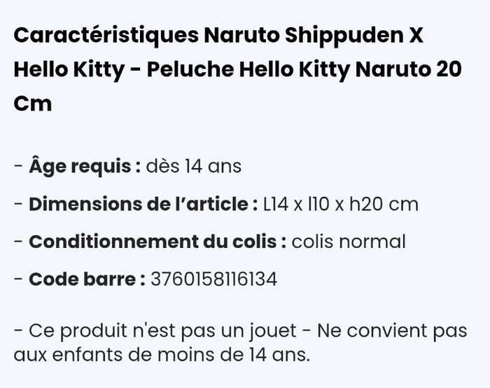 Peluche Naruto Shippuden & Hello Kitty - photo numéro 8