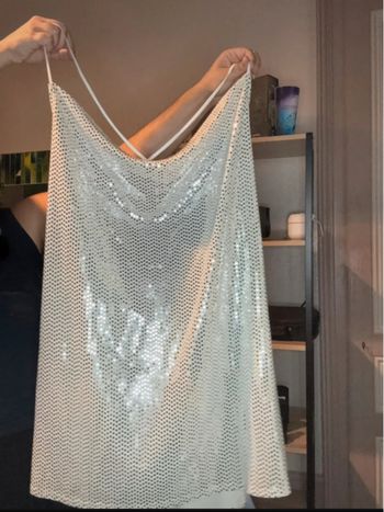 robe blanche pailletée H&M - Taille XL - Dos nu - Neuve