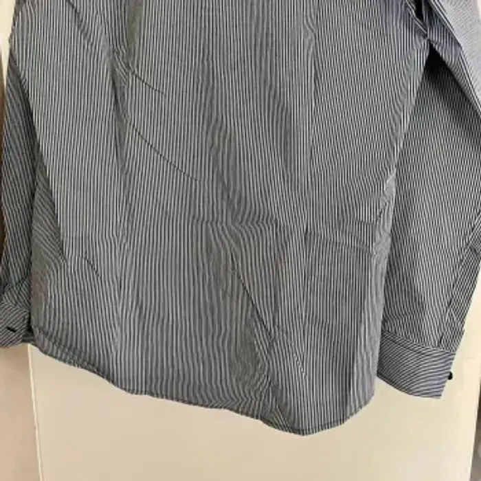 Chemise homme L rayée noire et blanche coupe slim fit, manches longues col classique V031 - photo numéro 8