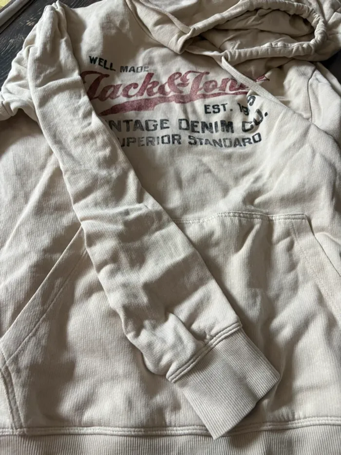 Sweat-shirt à capuche Jack&Jones beige M - photo numéro 2