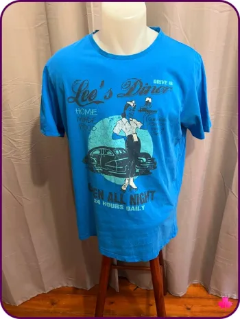 T-shirt Tex homme bleu - "Lee's Diner" - Taille M