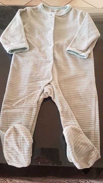 pyjama velours rayé gris et vert vertbaudet 9 mois