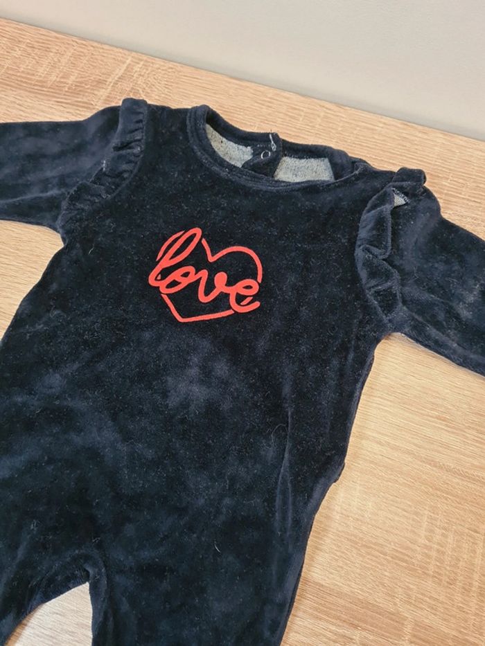 Pyjama velours love vertbaudet 3 mois