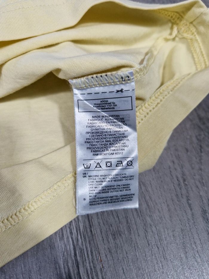T shirt Adidas 3 Bandes / Stripes Jaune Logo Brodé Taille S Homme - photo numéro 6