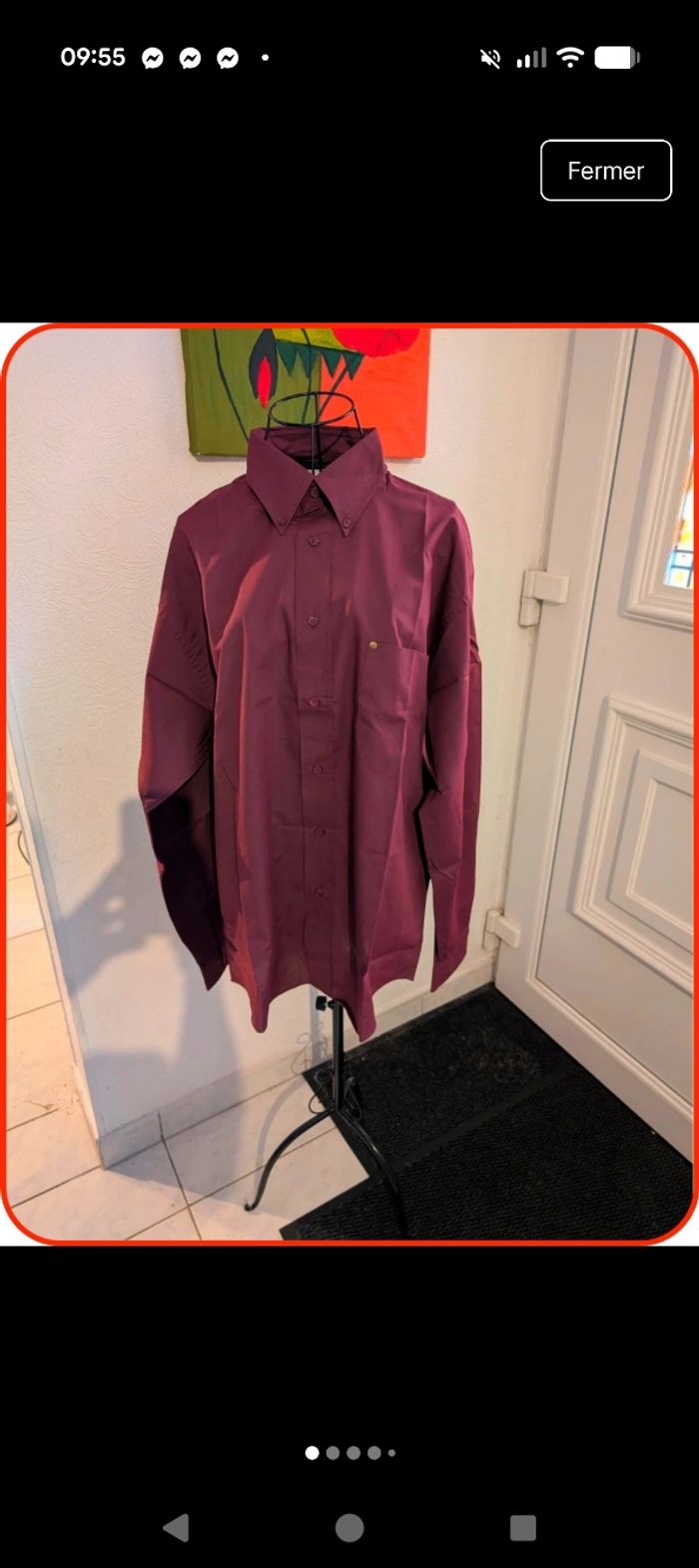 Chemise Laurent Cerrer - Bordeaux - T4 (XL) comme neuve - photo numéro 1
