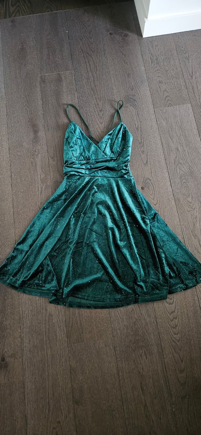Robe courte verte émeraude scintillante - Taille S - photo numéro 8